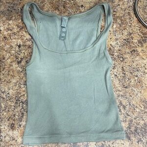 SKIMS Cotton Rib Tank Ribbed Top Mineral Green XS